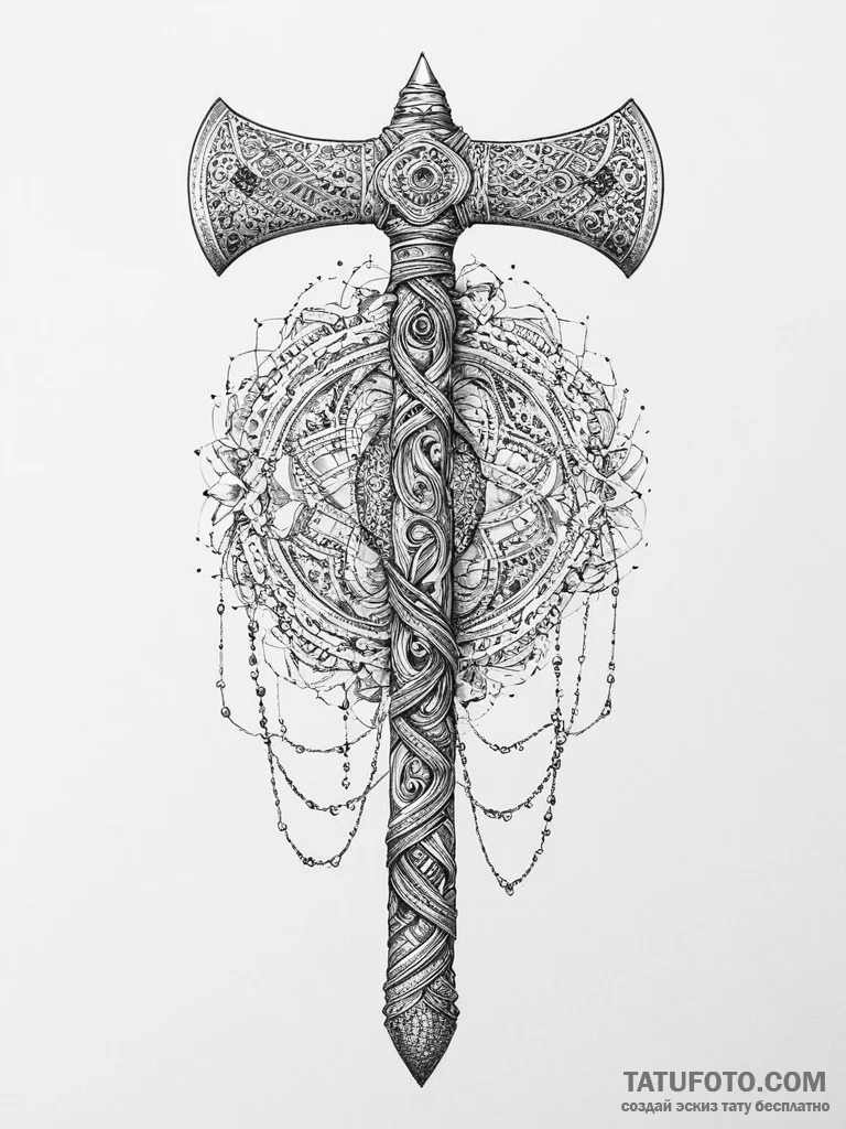 Tattoo sketch a detailed and menacing viking... - эскиз тату (№1754270986_0, 04.08.2025 01:29) — Tatufoto.com