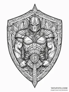 Tattoo sketch a powerful shield wall of ancie... - эскиз тату (№1754271586_0, 04.08.2025 01:39) — Tatufoto.com