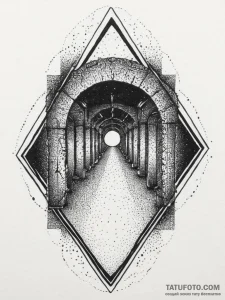 Tattoo sketch a glowing "loading zone" portal... - эскиз тату (№1754271786_0, 04.08.2025 01:43) — Tatufoto.com