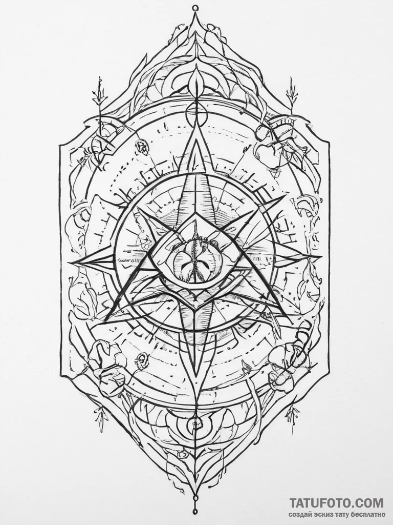 Grimoire (spellbook) with arcane symbols, tat... - эскиз тату (№1754272187_0, 04.08.2025 01:49) — Tatufoto.com