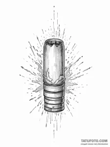 Tattoo sketch a bullet casing falling in slow... - эскиз тату (№1754272582_0, 04.08.2025 01:56) — Tatufoto.com