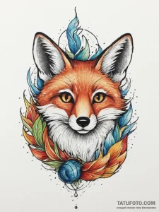 Tattoo sketch a mischievous fox's tail peekin... - эскиз тату (№1754272986_0, 04.08.2025 02:03) — Tatufoto.com