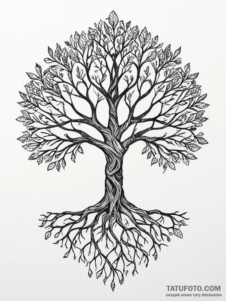 Tattoo sketch a stylized "tree of life" with... - эскиз тату (№1754273192_0, 04.08.2025 02:06) — Tatufoto.com