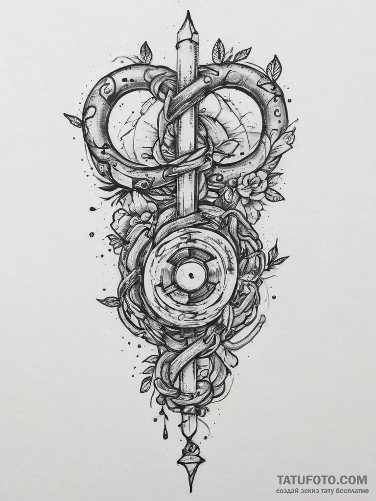 A broken chain, tattoo flash sheet design, mu... - эскиз тату (№1754273594_0, 04.08.2025 02:13) — Tatufoto.com