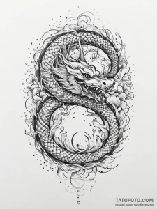 Tattoo design a coiled serpent or dragon, rep... - эскиз тату (№1754274994_0, 04.08.2025 02:36) — Tatufoto.com