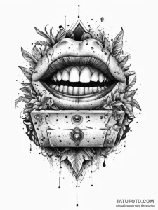 Tattoo design a stylized mimic chest with a h... - эскиз тату (№1754275388_0, 04.08.2025 02:43) — Tatufoto.com