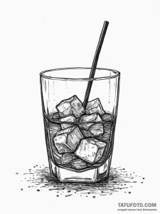 A shot of a glass of water, with a fizzing an... - эскиз тату (№1754275788_0, 04.08.2025 02:49) — Tatufoto.com