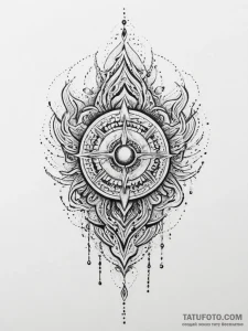 Tattoo sketch a stylized energy shield rippli... - эскиз тату (№1754276786_0, 04.08.2025 03:06) — Tatufoto.com