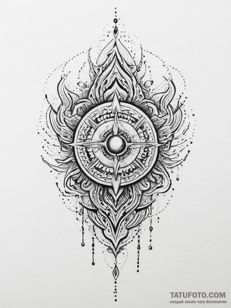 Tattoo sketch a stylized energy shield rippli... - эскиз тату (№1754276786_0, 04.08.2025 03:06) — Tatufoto.com