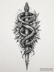 A dagger with a snake coiled around it, tatto... - эскиз тату (№1754277404_0, 04.08.2025 03:16) — Tatufoto.com