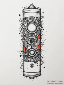 Tattoo sketch a glowing energy cell or batter... - эскиз тату (№1754278198_0, 04.08.2025 03:29) — Tatufoto.com