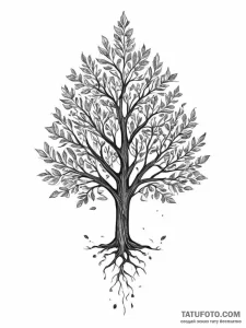 Tattoo sketch a tree with leaves for each sea... - эскиз тату (№1754278400_0, 04.08.2025 03:33) — Tatufoto.com