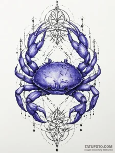 Tattoo design a cancer crab, outlined in thin... - эскиз тату (№1754278999_0, 04.08.2025 03:43) — Tatufoto.com