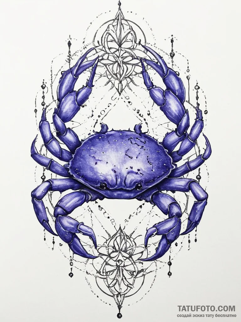 Tattoo design a cancer crab, outlined in thin... - эскиз тату (№1754278999_0, 04.08.2025 03:43) — Tatufoto.com