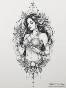 Tattoo sketch aquarius's water-bearer, pourin... - эскиз тату (№1754279201_0, 04.08.2025 03:46) — Tatufoto.com