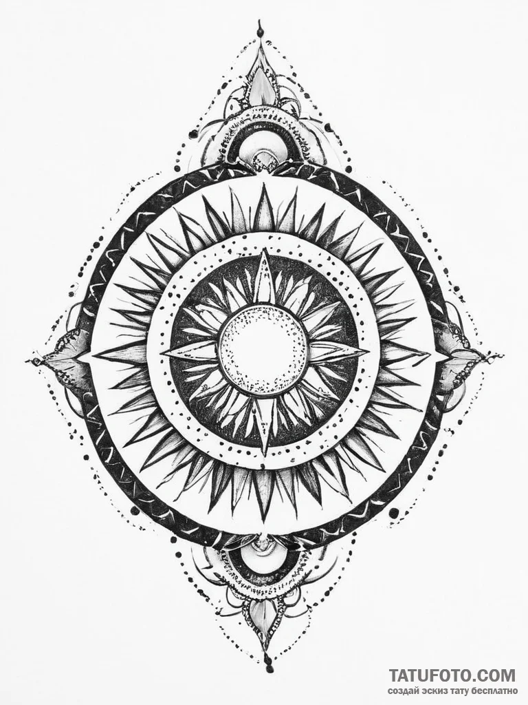 Tattoo design: a geometric mandala incorporat... - эскиз тату (№1754279797_0, 04.08.2025 03:56) — Tatufoto.com