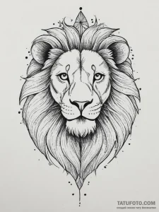 Tattoo sketch a leo lion with a single, shini... - эскиз тату (№1754280405_0, 04.08.2025 04:06) — Tatufoto.com