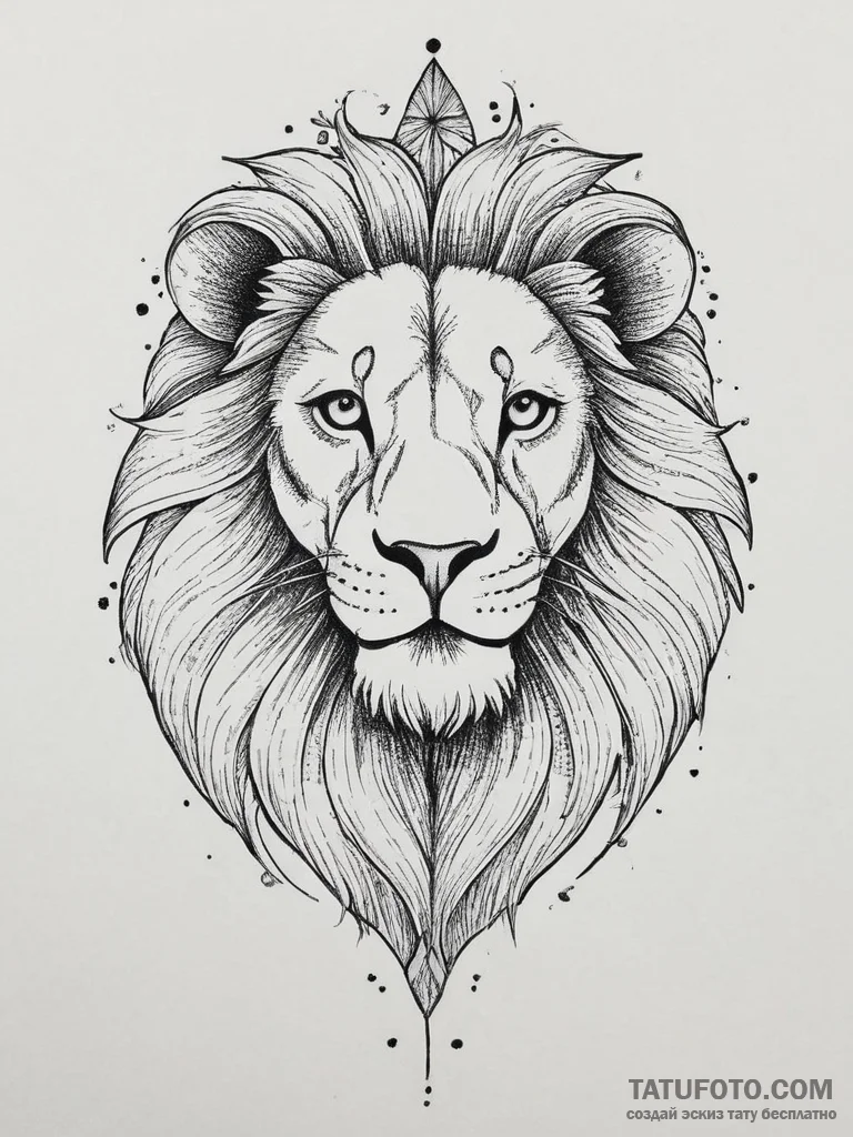 Tattoo sketch a leo lion with a single, shini... - эскиз тату (№1754280405_0, 04.08.2025 04:06) — Tatufoto.com