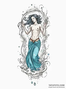 Tattoo sketch aquarius's water-bearer, drawn... - эскиз тату (№1754280801_0, 04.08.2025 04:13) — Tatufoto.com