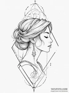 Tattoo design a virgo maiden's profile, outli... - эскиз тату (№1754282591_0, 04.08.2025 04:43) — Tatufoto.com
