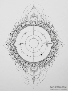 Tattoo design: a solar eclipse motif, with da... - эскиз тату (№1754284995_0, 04.08.2025 05:23) — Tatufoto.com