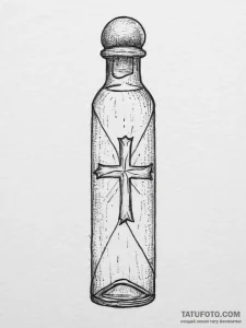 Message in a bottle, tattoo line art, clean l... - эскиз тату (№1754285193_0, 04.08.2025 05:26) — Tatufoto.com