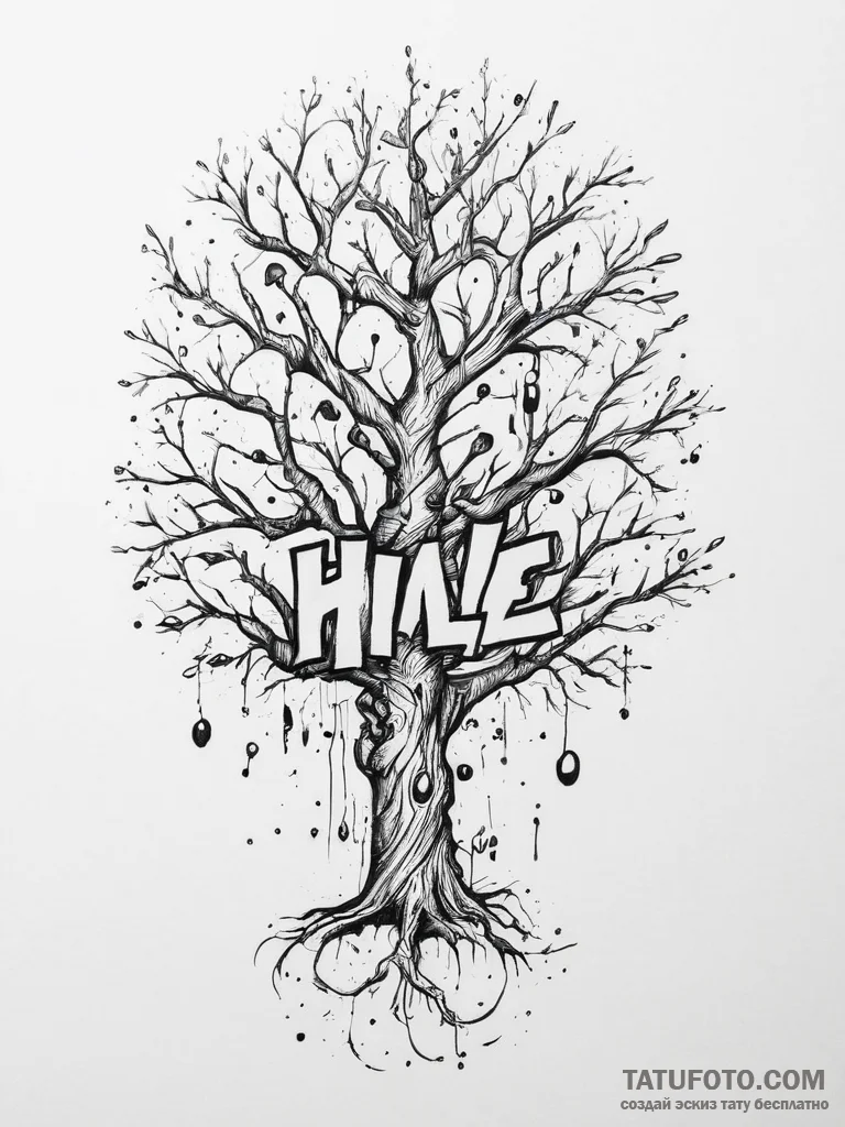 Tattoo sketch 'skill tree' with branching lin... - эскиз тату (№1754285596_0, 04.08.2025 05:33) — Tatufoto.com