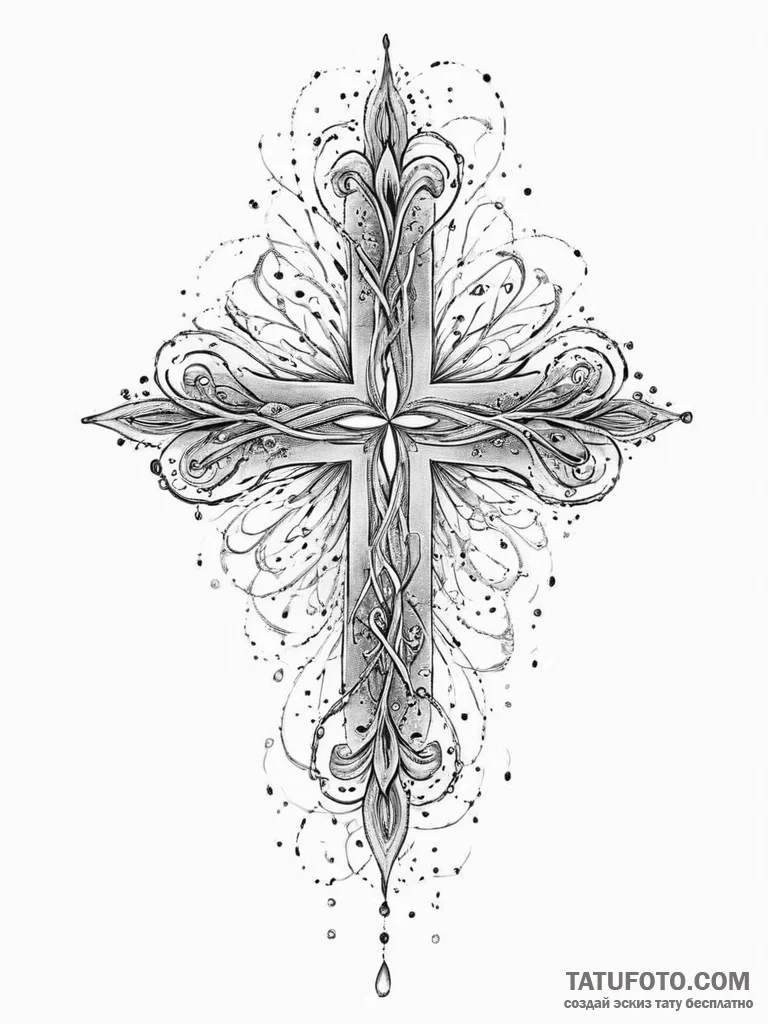 Tattoo design a cancer symbol created from fl... - эскиз тату (№1754287187_0, 04.08.2025 05:59) — Tatufoto.com