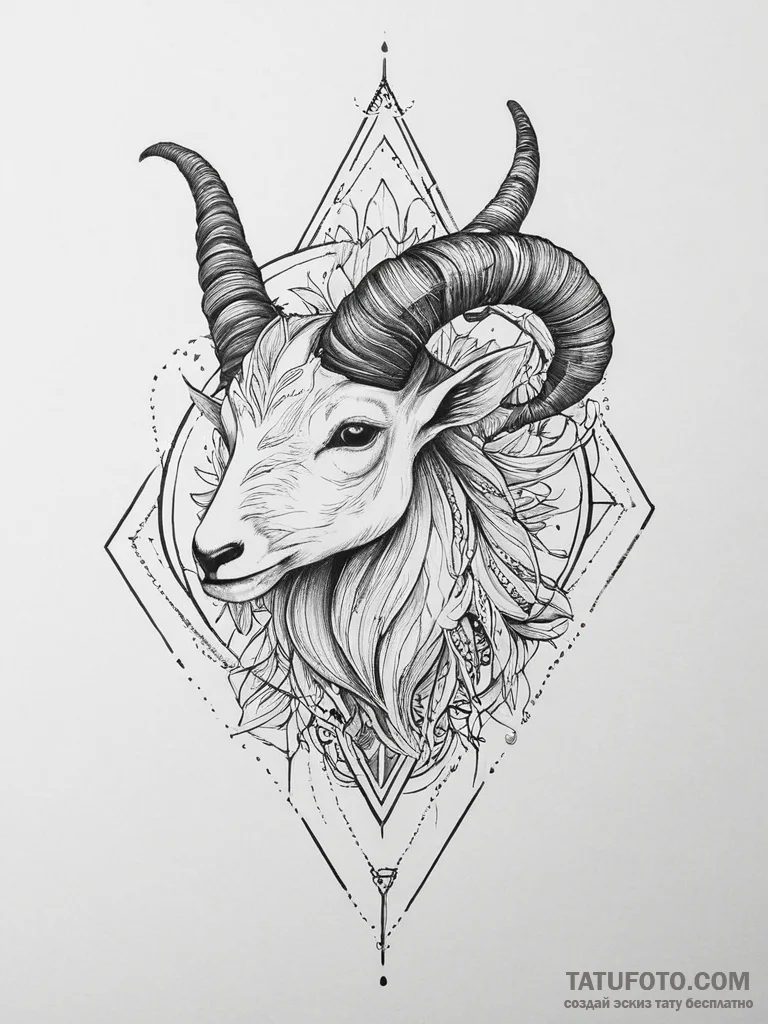 Tattoo design a capricorn goat-fish whose tai... - эскиз тату (№1754287584_0, 04.08.2025 06:06) — Tatufoto.com
