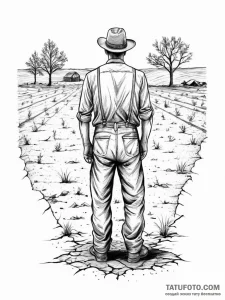 A powerful image of a farmer standing in a dr... - эскиз тату (№1754288780_0, 04.08.2025 06:26) — Tatufoto.com