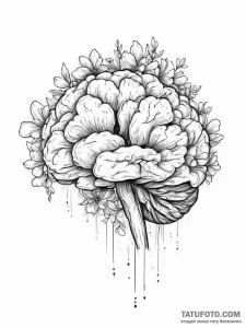 Tattoo sketch a human brain with blooming flo... - эскиз тату (№1754289179_0, 04.08.2025 06:32) — Tatufoto.com