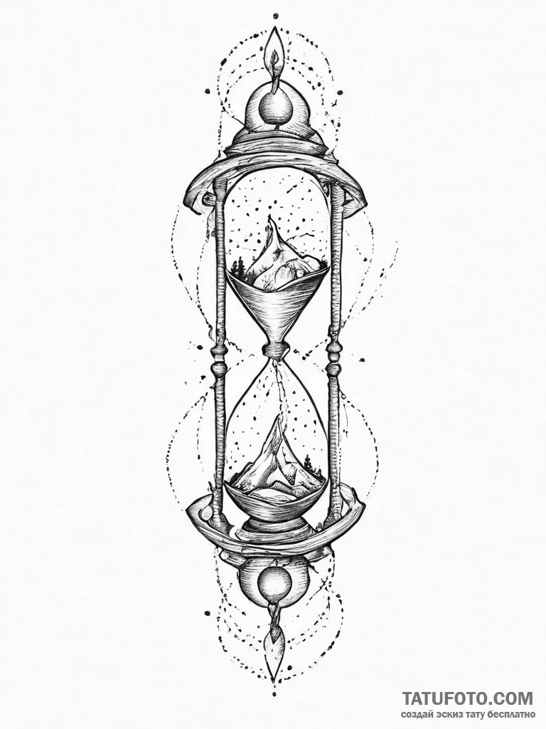 Hourglass nebula, tattoo drawing outline, lin... - эскиз тату (№1754291379_0, 04.08.2025 07:09) — Tatufoto.com