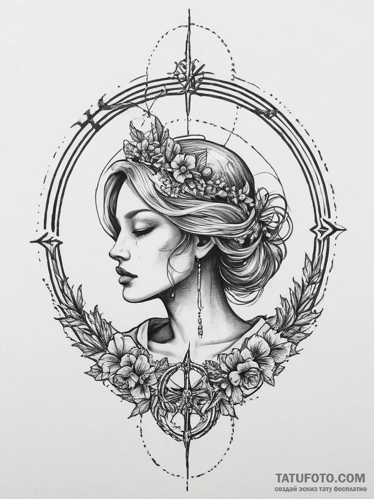 Tattoo design: a symbolic depiction of the cy... - эскиз тату (№1754291975_0, 04.08.2025 07:19) — Tatufoto.com
