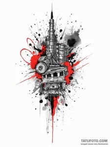 A watercolor splash effect, ink illustration... - эскиз тату (№1754295162_0, 04.08.2025 08:12) — Tatufoto.com