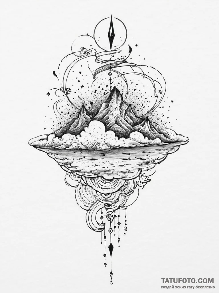 Tattoo design a delicate cloud with tiny star... - эскиз тату (№1754296159_0, 04.08.2025 08:29) — Tatufoto.com
