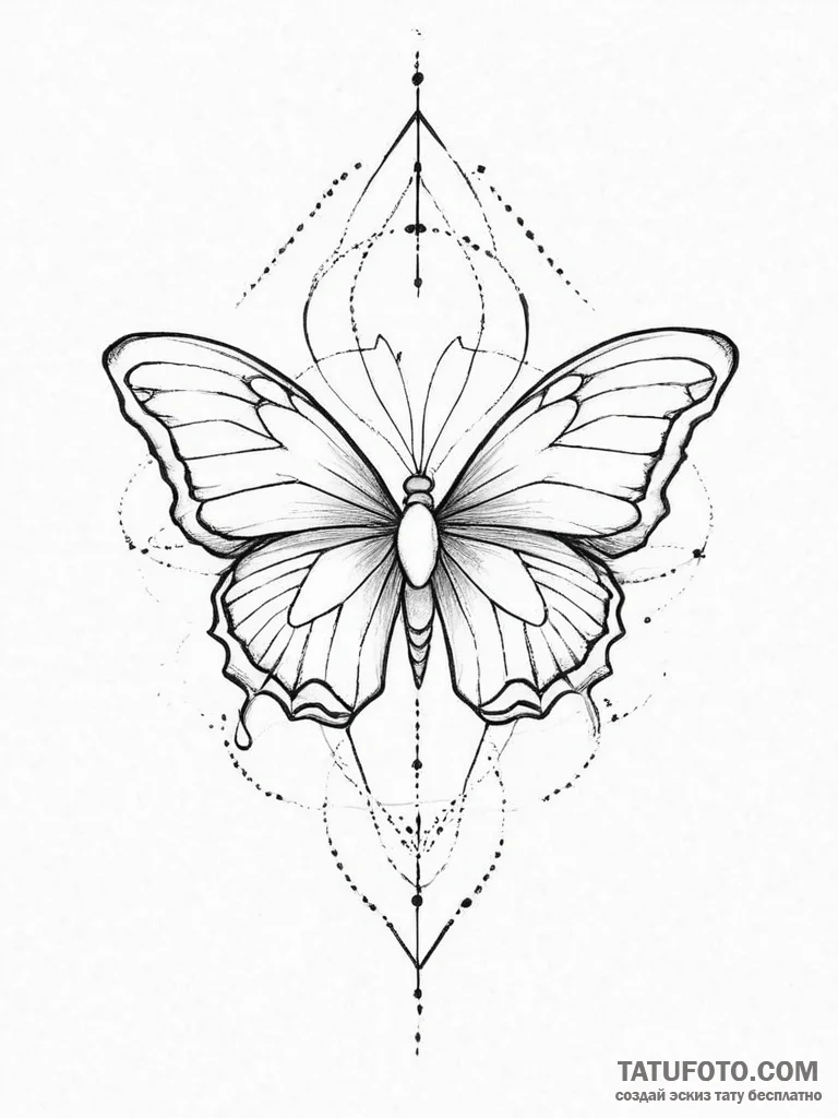 Tattoo design a minimalist geometric butterfl... - эскиз тату (№1754296361_0, 04.08.2025 08:32) — Tatufoto.com