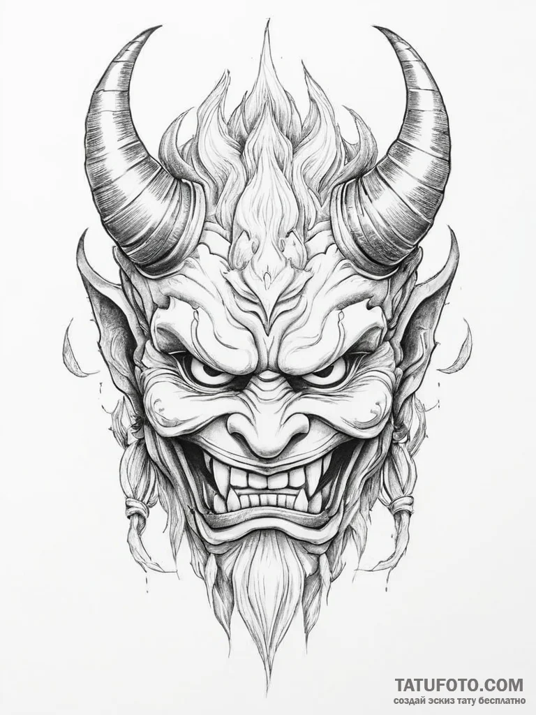 Oni mask - эскиз тату (№1754297753_0, 04.08.2025 08:55) — Tatufoto.com