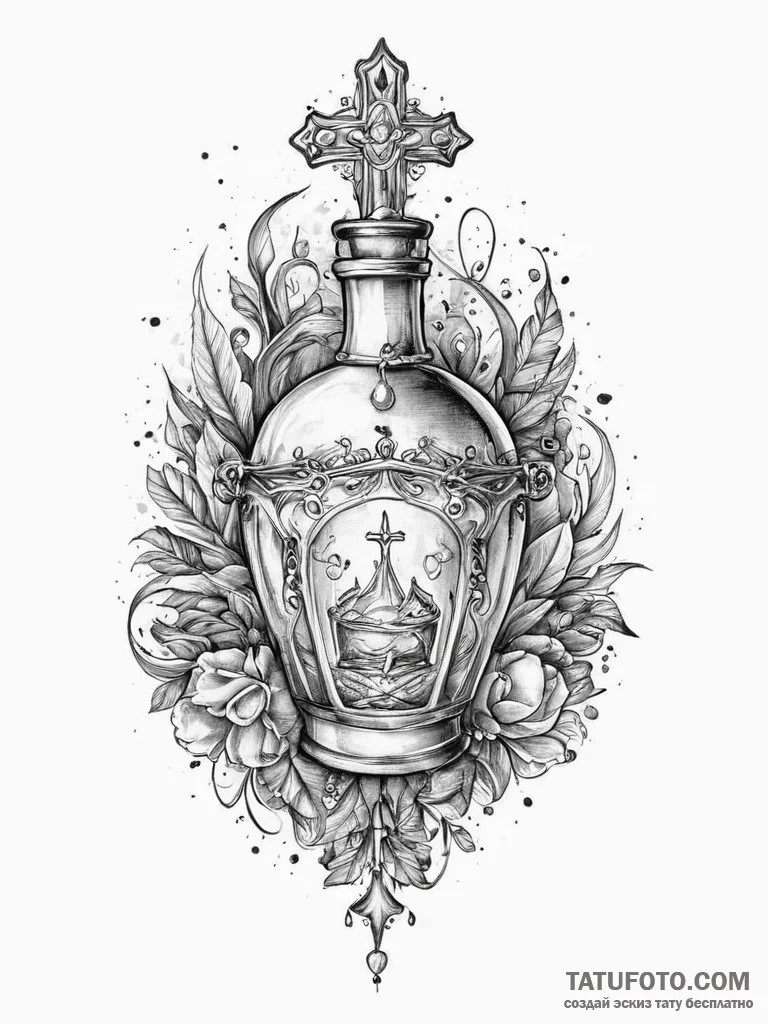 Tattoo sketch a stylized potion belt with var... - эскиз тату (№1754297953_0, 04.08.2025 08:59) — Tatufoto.com