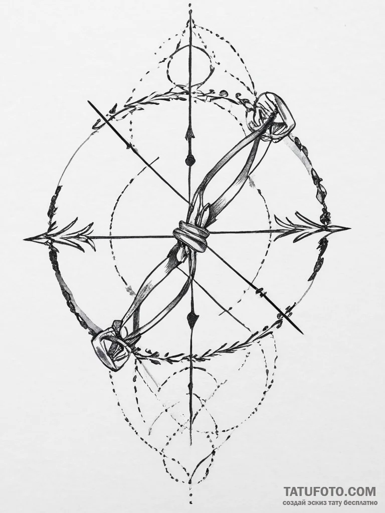 Tattoo sketch a sagittarius archer's silhouet... - эскиз тату (№1754298154_0, 04.08.2025 09:02) — Tatufoto.com