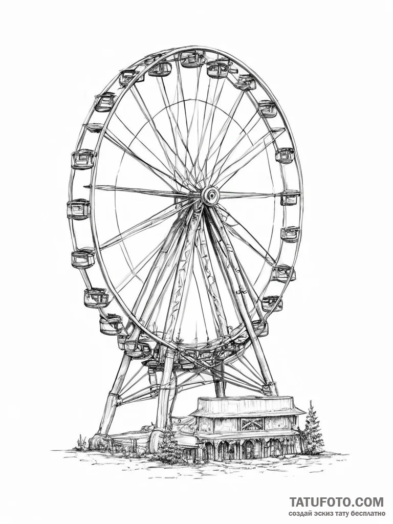 Ferris wheel - эскиз тату (№1754298557_0, 04.08.2025 09:09) — Tatufoto.com