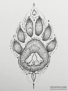 Tattoo design: a bear's paw print, with veles... - эскиз тату (№1754298757_0, 04.08.2025 09:12) — Tatufoto.com