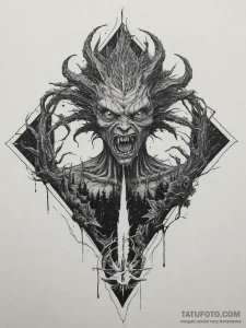 A demogorgon from stranger things, tattoo lin... - эскиз тату (№1754299769_0, 04.08.2025 09:29) — Tatufoto.com