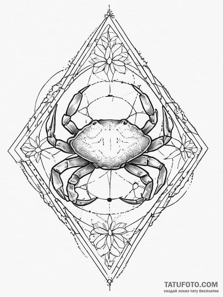 Tattoo design a cancer crab, its shell openin... - эскиз тату (№1754299969_0, 04.08.2025 09:32) — Tatufoto.com
