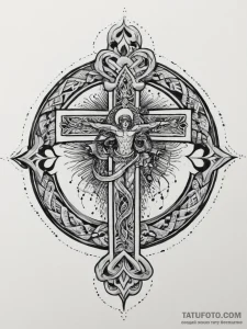 крест - олд скул, полинезия - эскиз тату (№1754300636_0, 04.08.2025 09:43) — Tatufoto.com