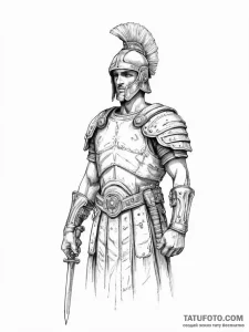 Roman legionary, concept art for tattoo, on a... - эскиз тату (№1754302165_0, 04.08.2025 10:09) — Tatufoto.com