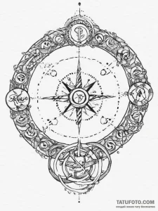Tattoo design: a kolovrat surrounded by a rin... - эскиз тату (№1754303364_0, 04.08.2025 10:29) — Tatufoto.com