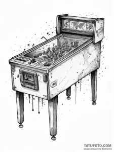 A person playing pinball in a retro arcade.,... - эскиз тату (№1754304163_0, 04.08.2025 10:42) — Tatufoto.com