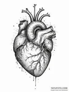 Tattoo design a human heart, anatomically cor... - эскиз тату (№1754304359_0, 04.08.2025 10:45) — Tatufoto.com