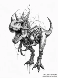 Dinosaur skeleton (t-rex, triceratops), ink i... - эскиз тату (№1754304956_0, 04.08.2025 10:55) — Tatufoto.com