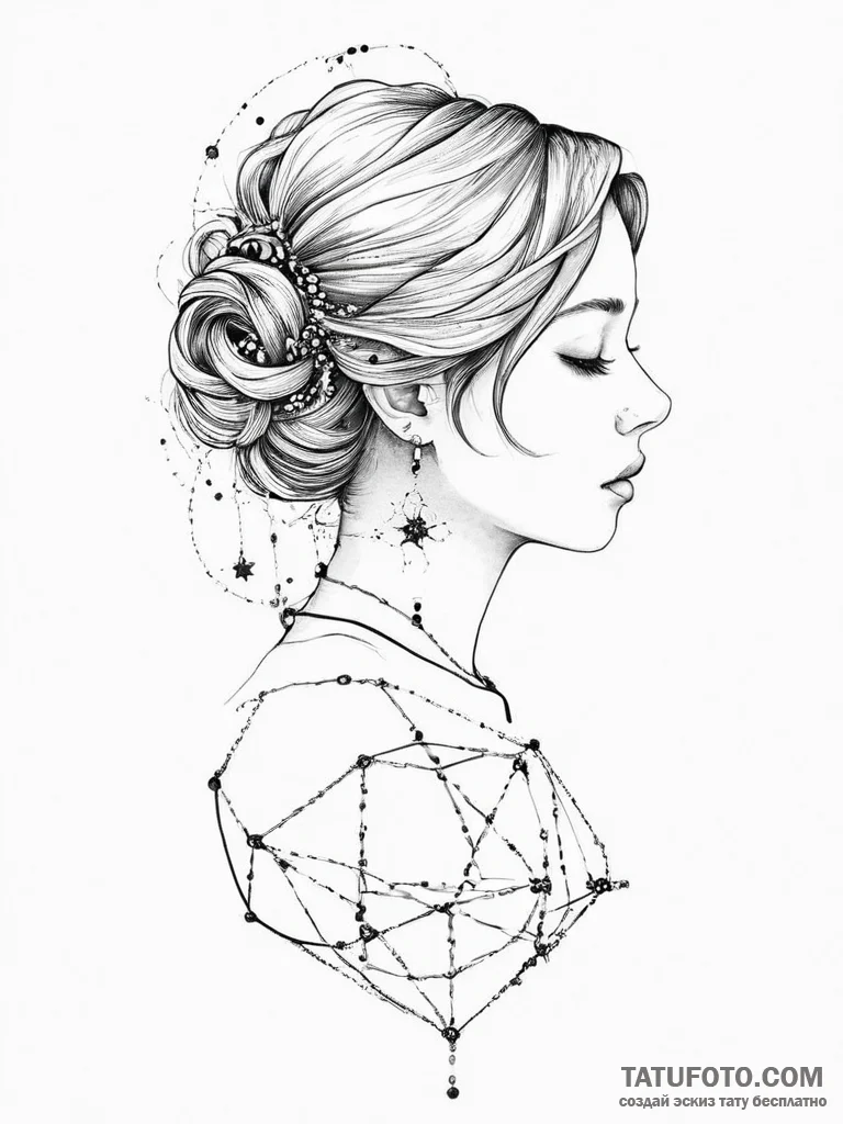 Tattoo sketch a delicate constellation on the... - эскиз тату (№1754305962_0, 04.08.2025 11:12) — Tatufoto.com